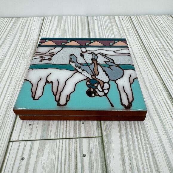 Ceramic glazed tiles southwestern desert horse rider art wall 4x4 made in Italy - Picture 8 of 10